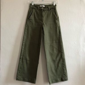 EVERLANE WIDE LEG CROP GREEN PANTS SIZE 00